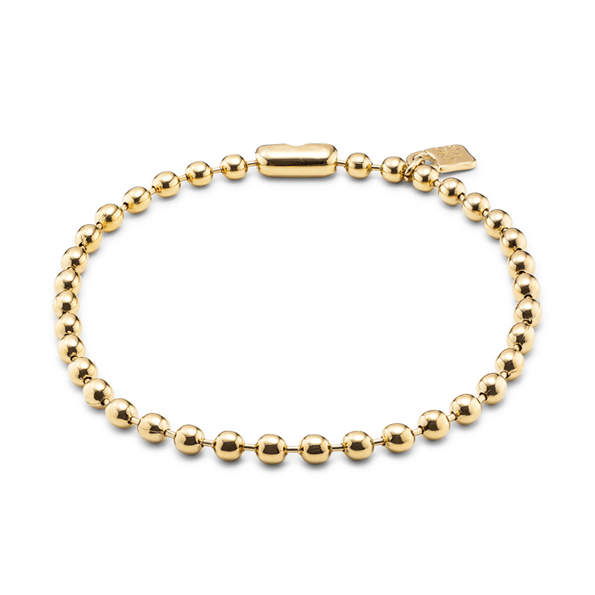 18k Gold Plated Necklace With Large Spherical Beads & Snap Lock Clasp