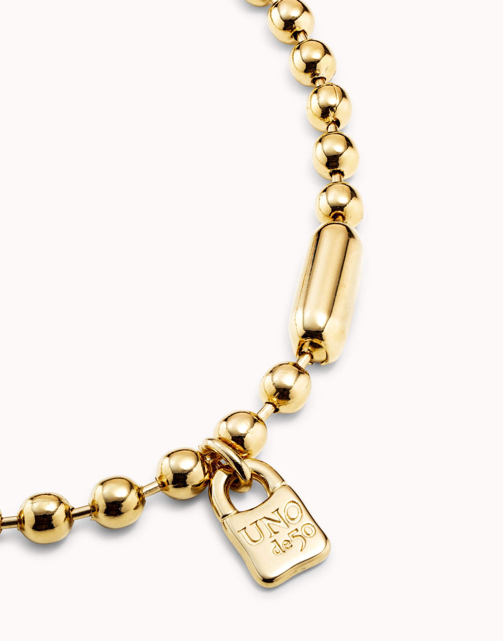 18k Gold Plated Necklace With Large Spherical Beads & Snap Lock Clasp