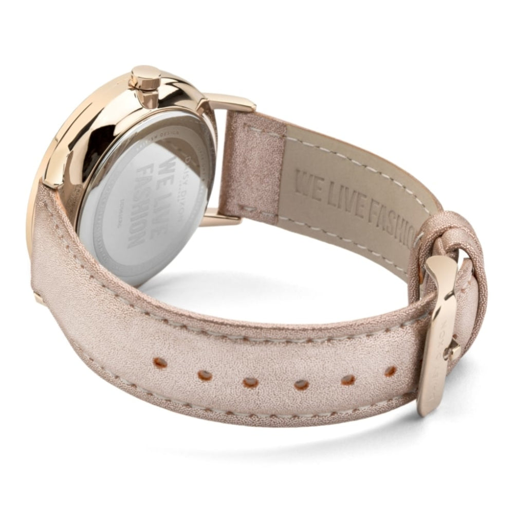 Harper Nude Metallic Strap With Overside Rose Gold Case & White Dial Ladies Watch