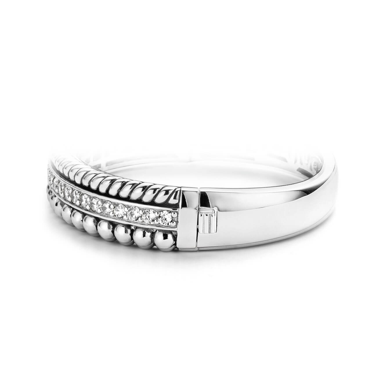 Silver Armband With CZ Stone & Cut-Out Heart Design