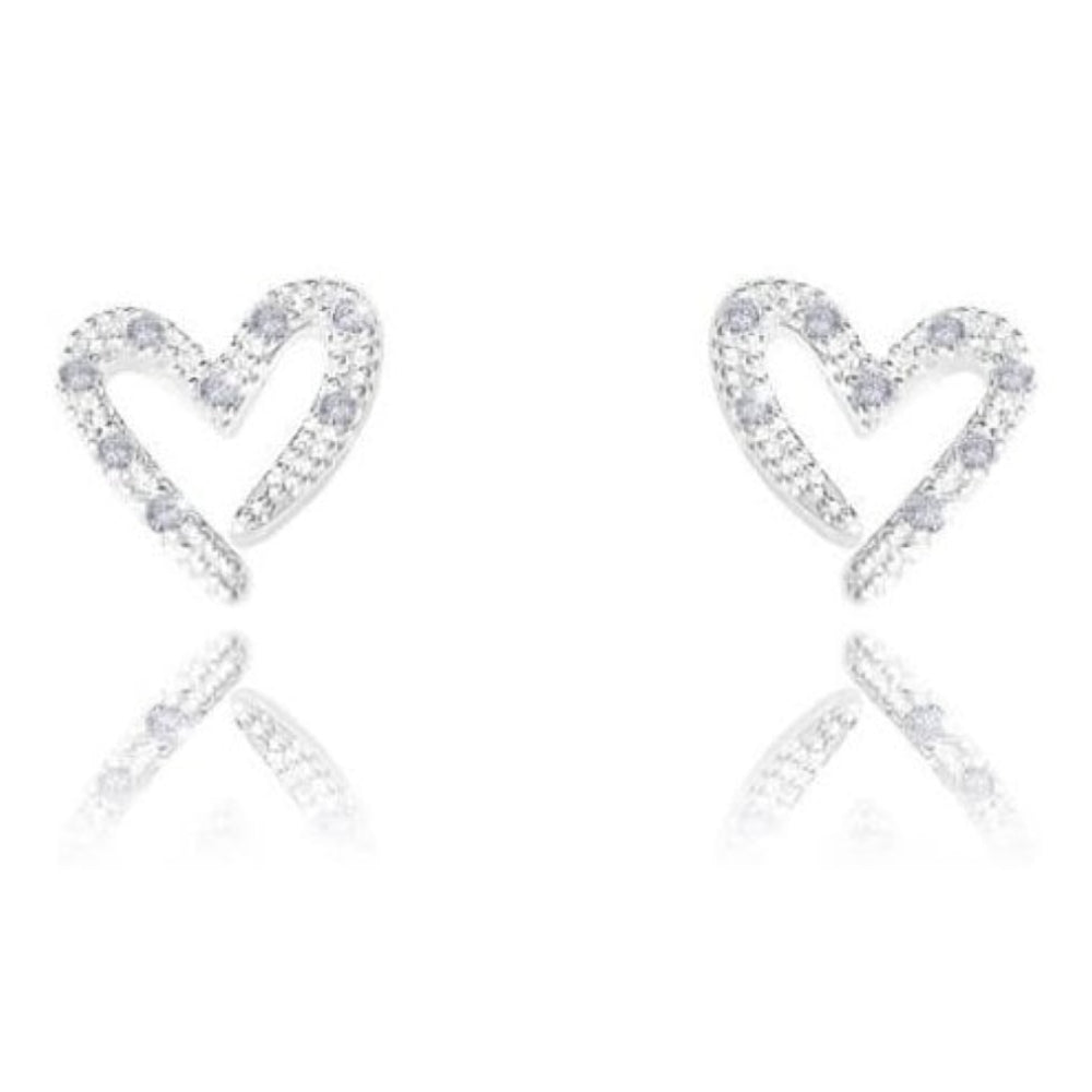 Sentiment Set - Love - Heart Outline Pave Earrings & Necklace Set