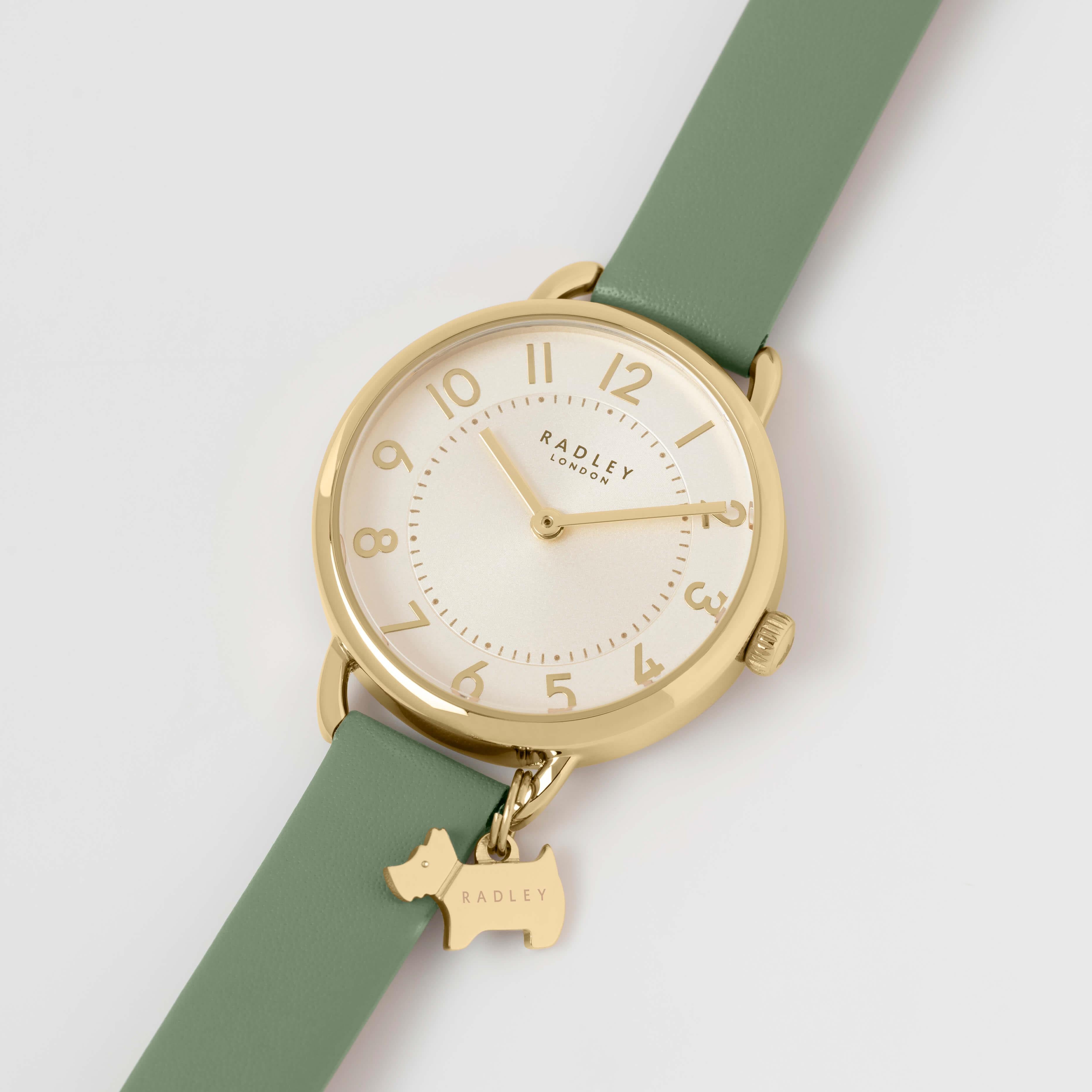 Gold Plated Open Shoulder Case Jade Strap Watch