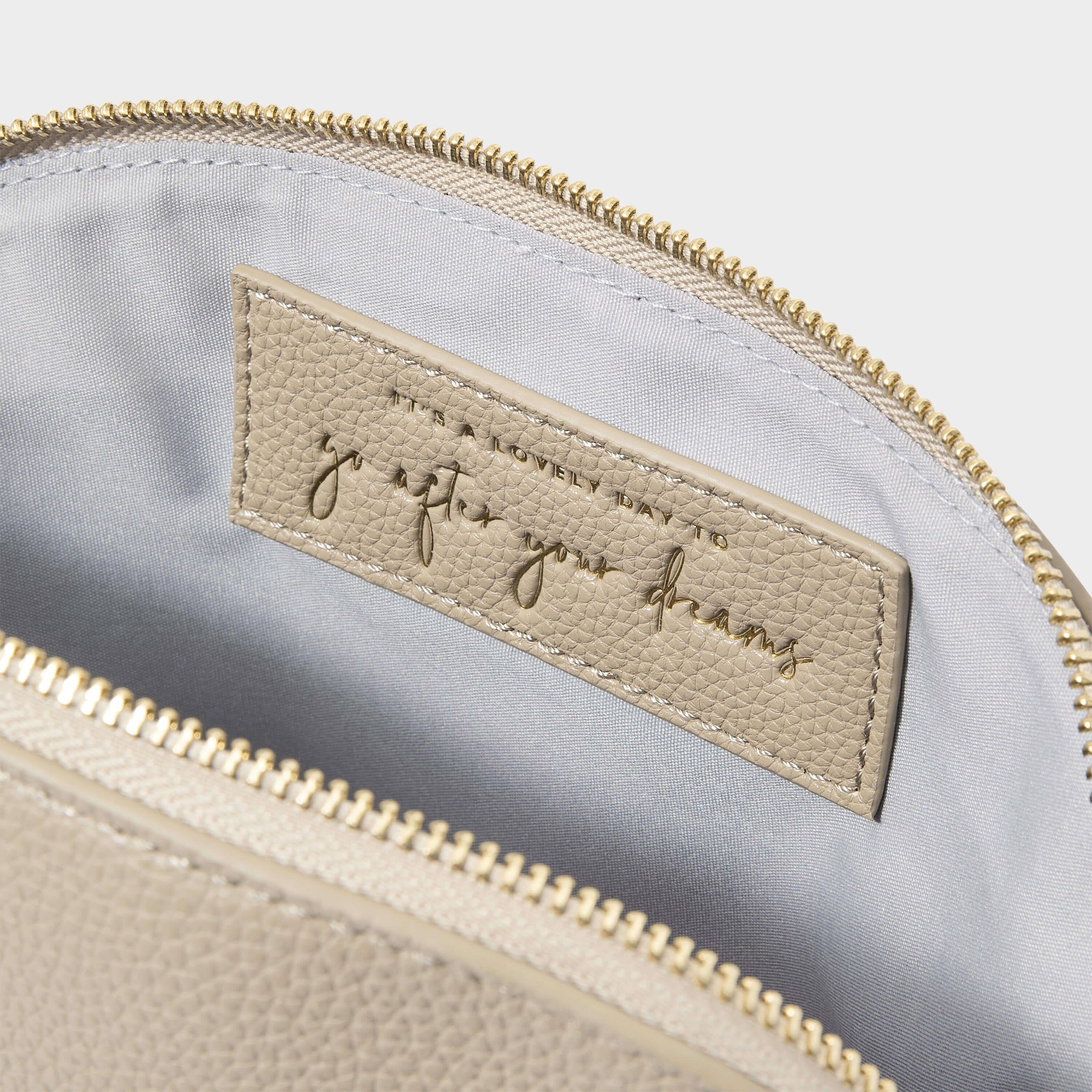 Secret Message Wash Bag | Taupe | 17 X 24.5 X 8cm