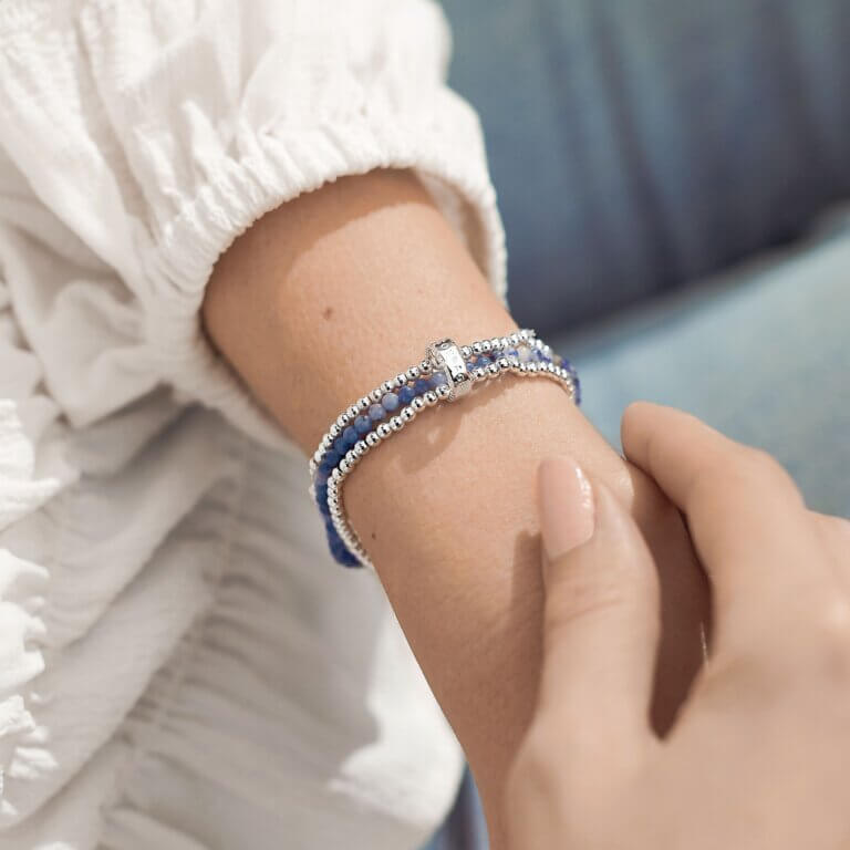 Wellness Stones | Blue Lace Agate Bracelet | Silver | 17.5cm Stretch