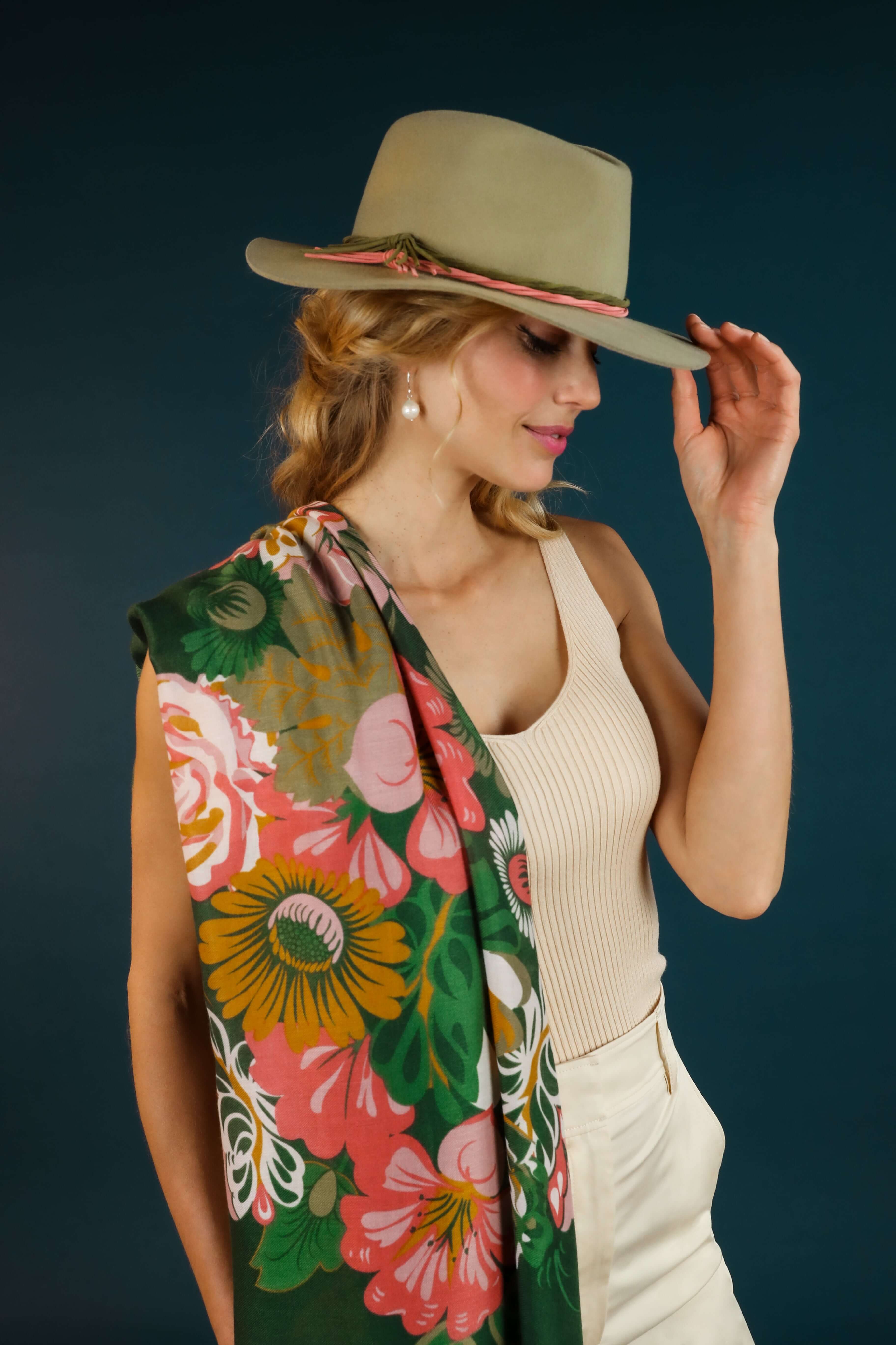 Folk Art Floral Printed Scarf