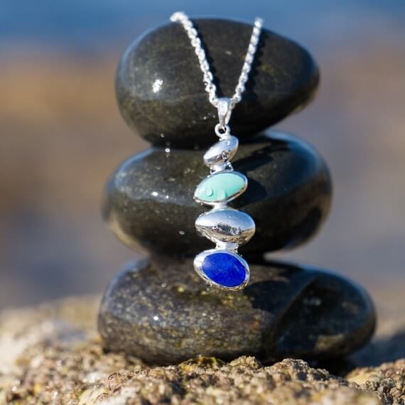 Origins Turquoise Lapis Pebbles Pendant Necklace