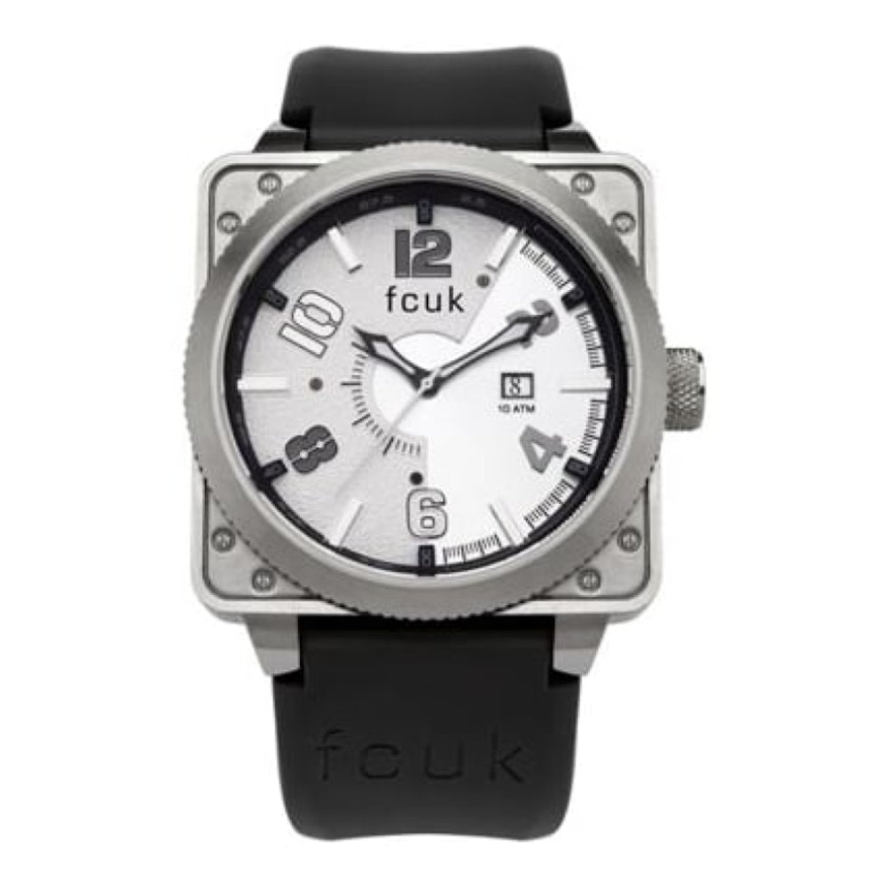 Mens' Quartz Analogue Watch With Black Rubber Strap