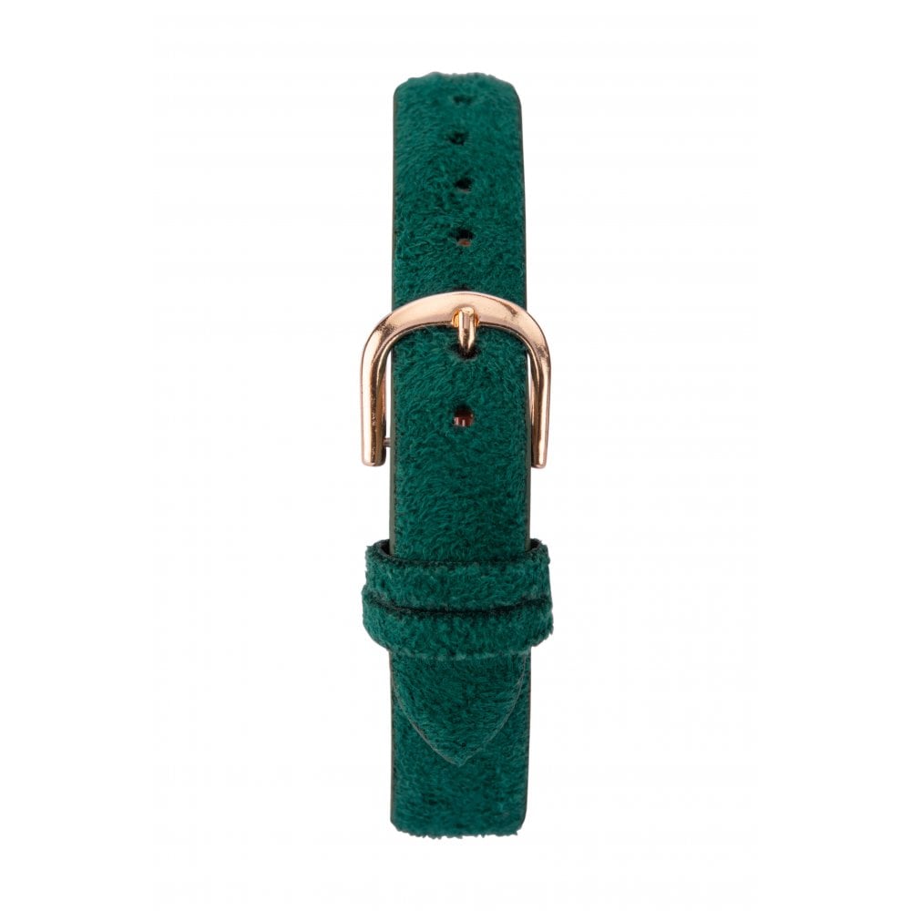 Rose Gold Plated Peacock Pattern Stone Set Dial With Dark Green Strap Ladies Watch