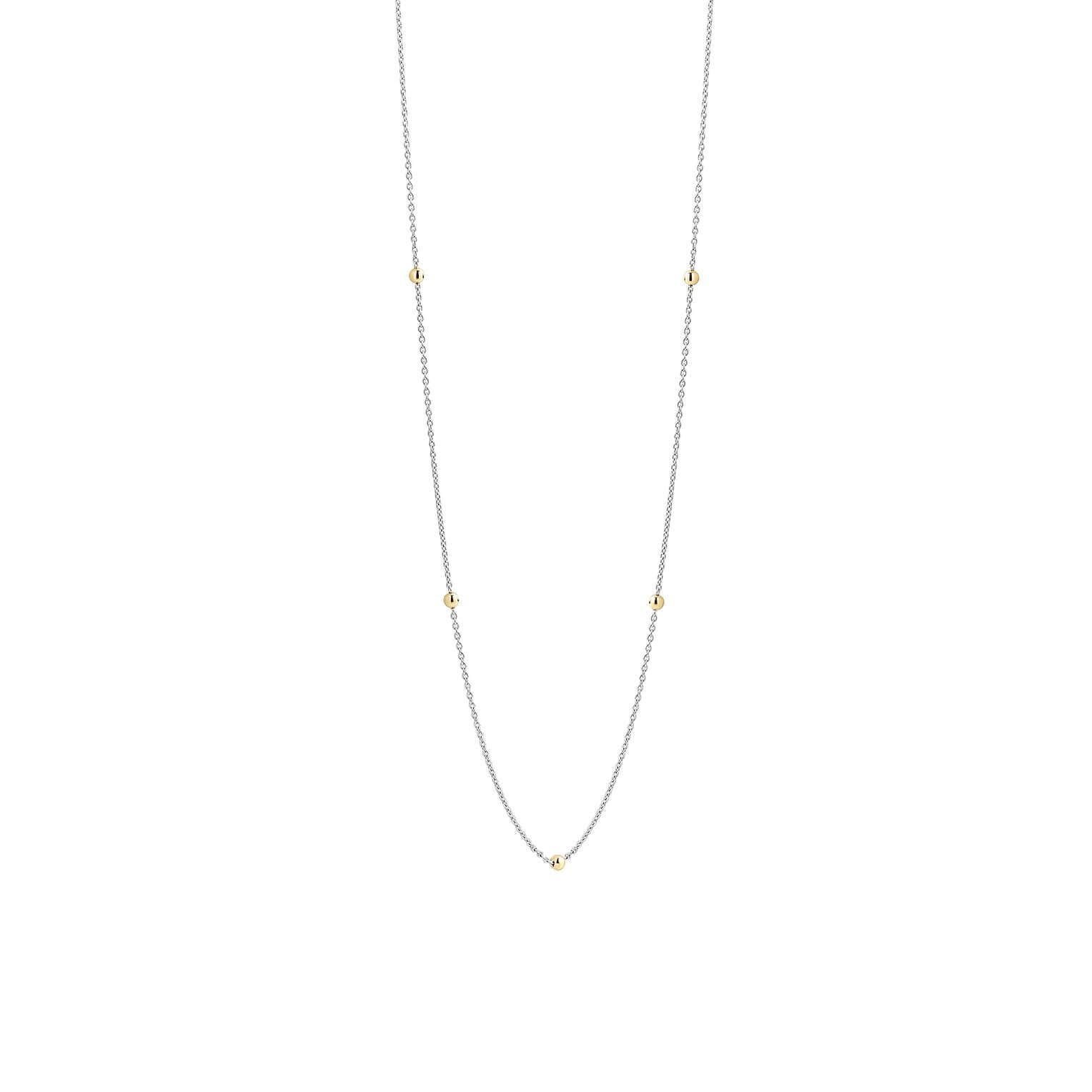 Gold Plated Stones With Silver Chain Necklace
