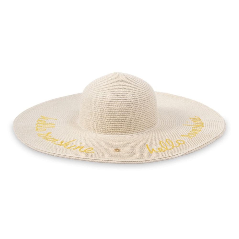 Straw Hat - Hello Sunshine  - Gold Writing - 14cm X 49cm