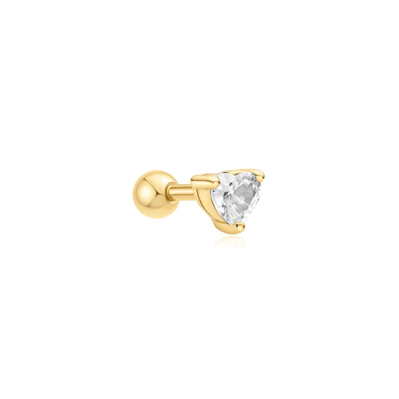 Gold Heart Barbell Single Earring