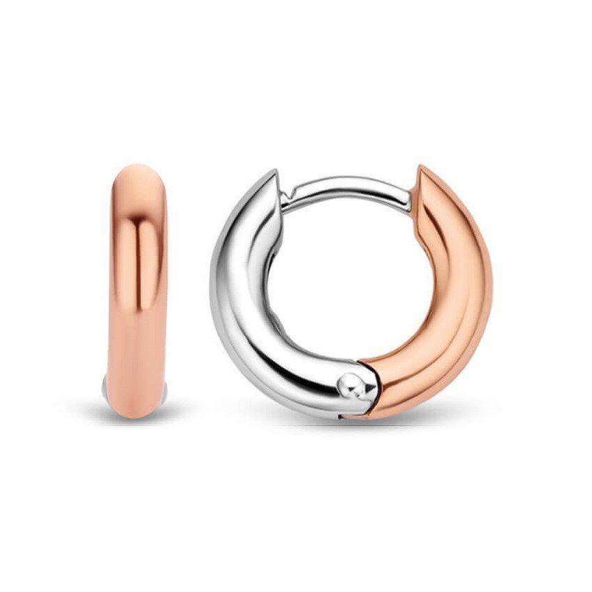 Silver & Rose Gold Small Hoop Earrings