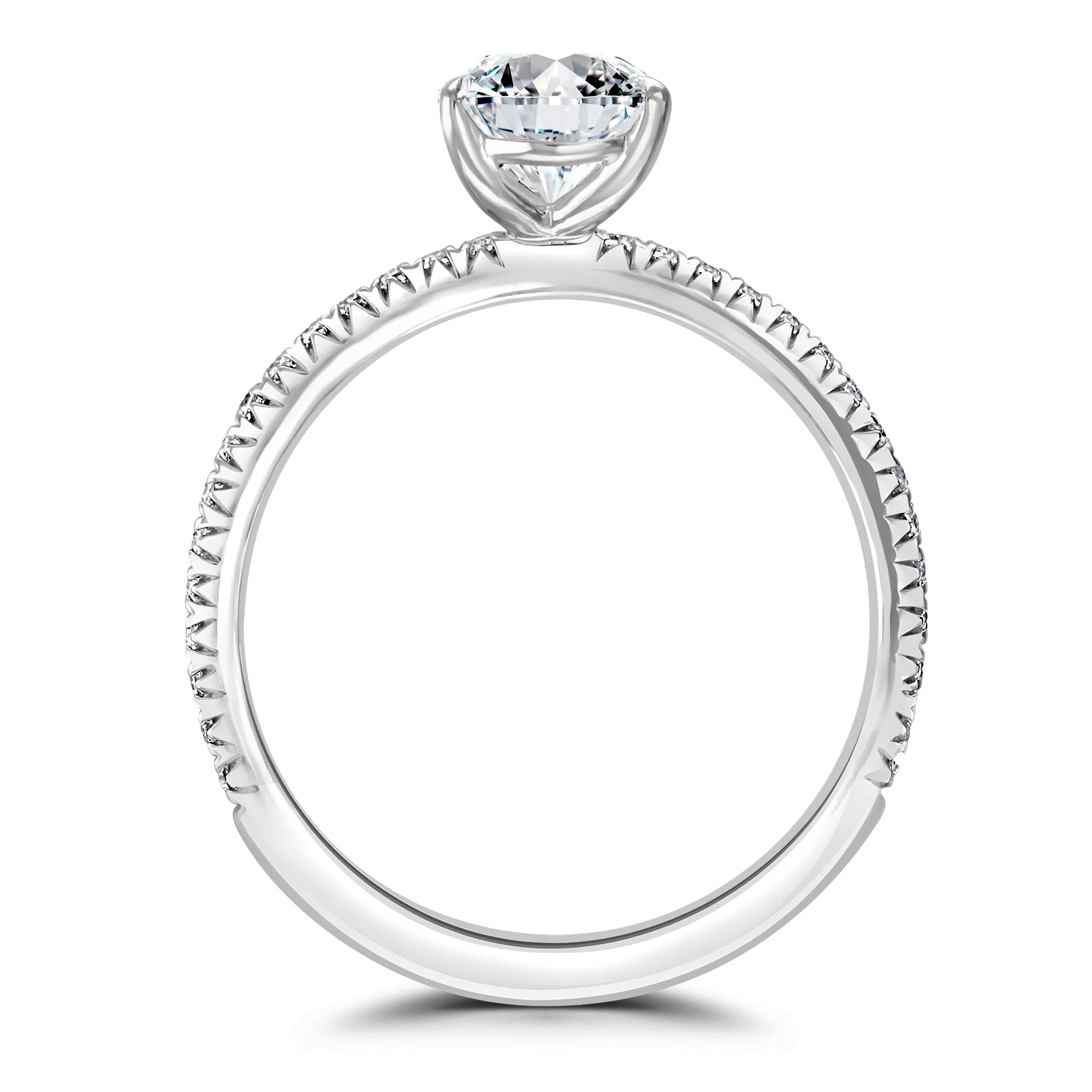 Platinum 1ct Pear Cut Laboratory Grown Diamond Solitaire With Diamond Shoulders Ring- N