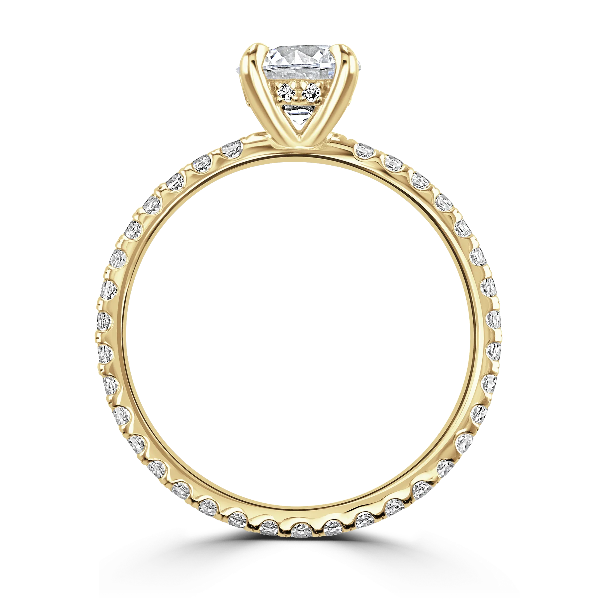 18ct Yellow Gold Four Claw Set Round Cut Hidden Halo Full Eternity Band