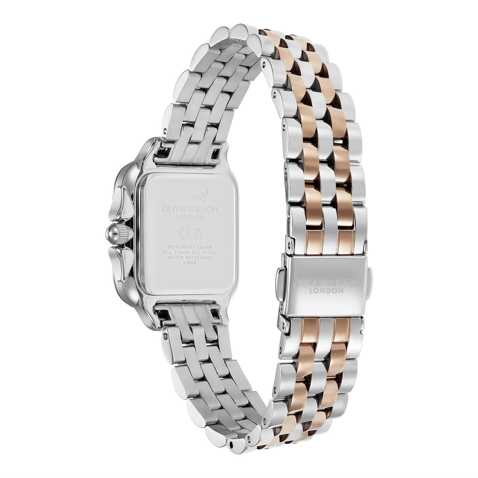 Grosvenor White Square Dial With Two Tone Bracelet Strap Ladies Watch