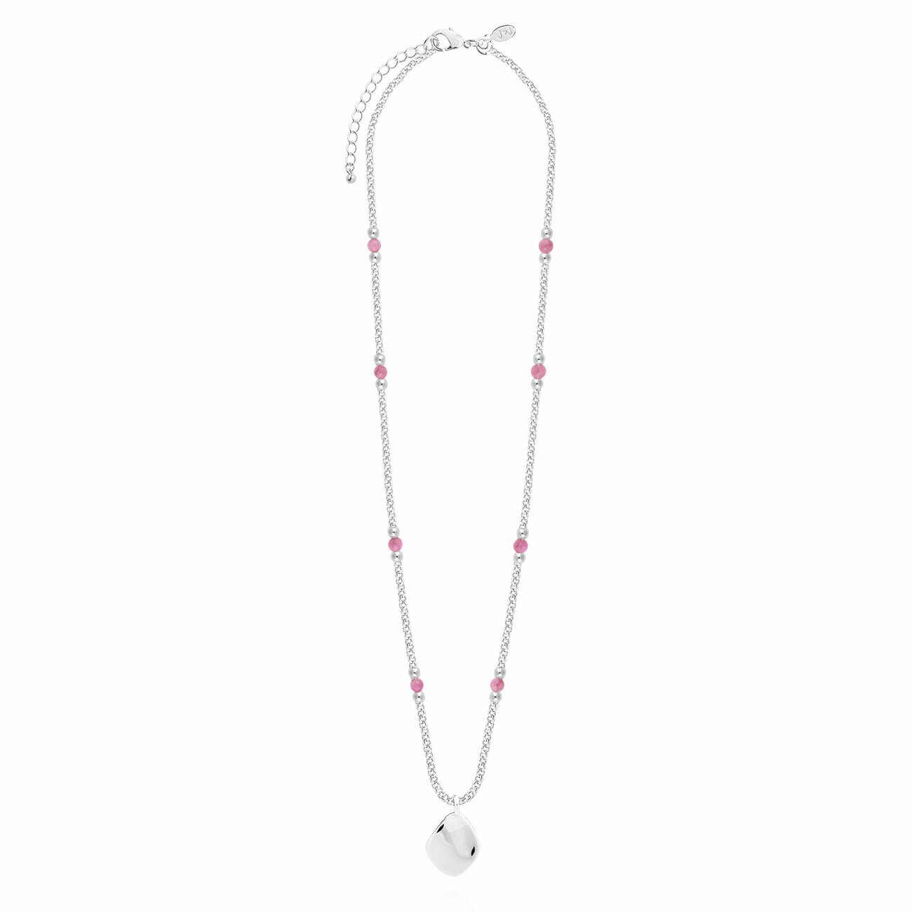 Wellness Gems | Silver | Pink Jade Necklace | 45cm + 5cm Extender