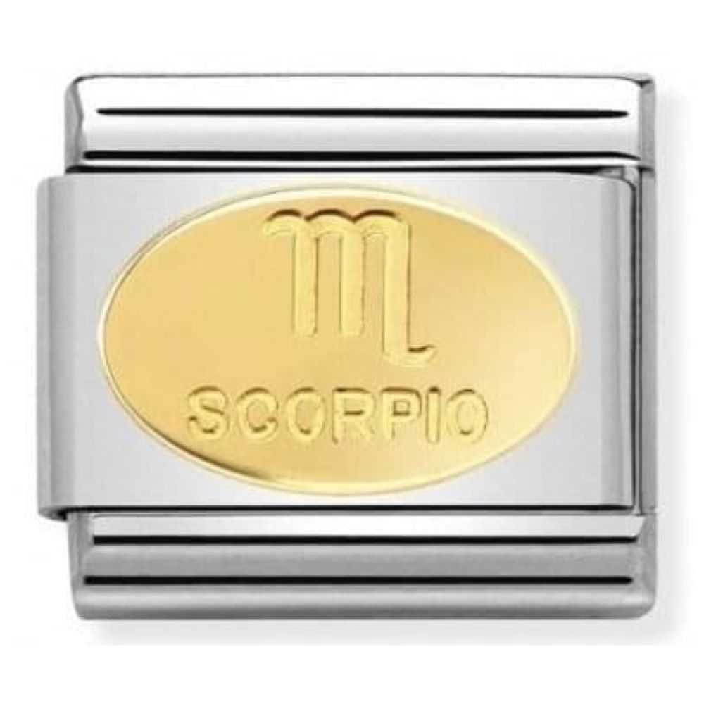 Stainless Steel & Gold Zodiac Scorpio Symbol Classic Link