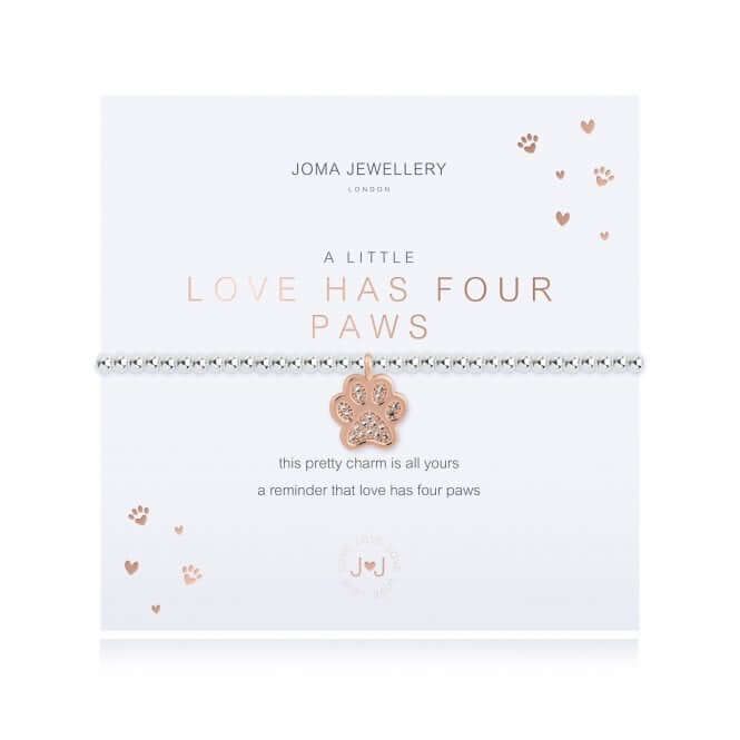 A Little Love Has Four Paws Bracelet- Silver & Rose Gold