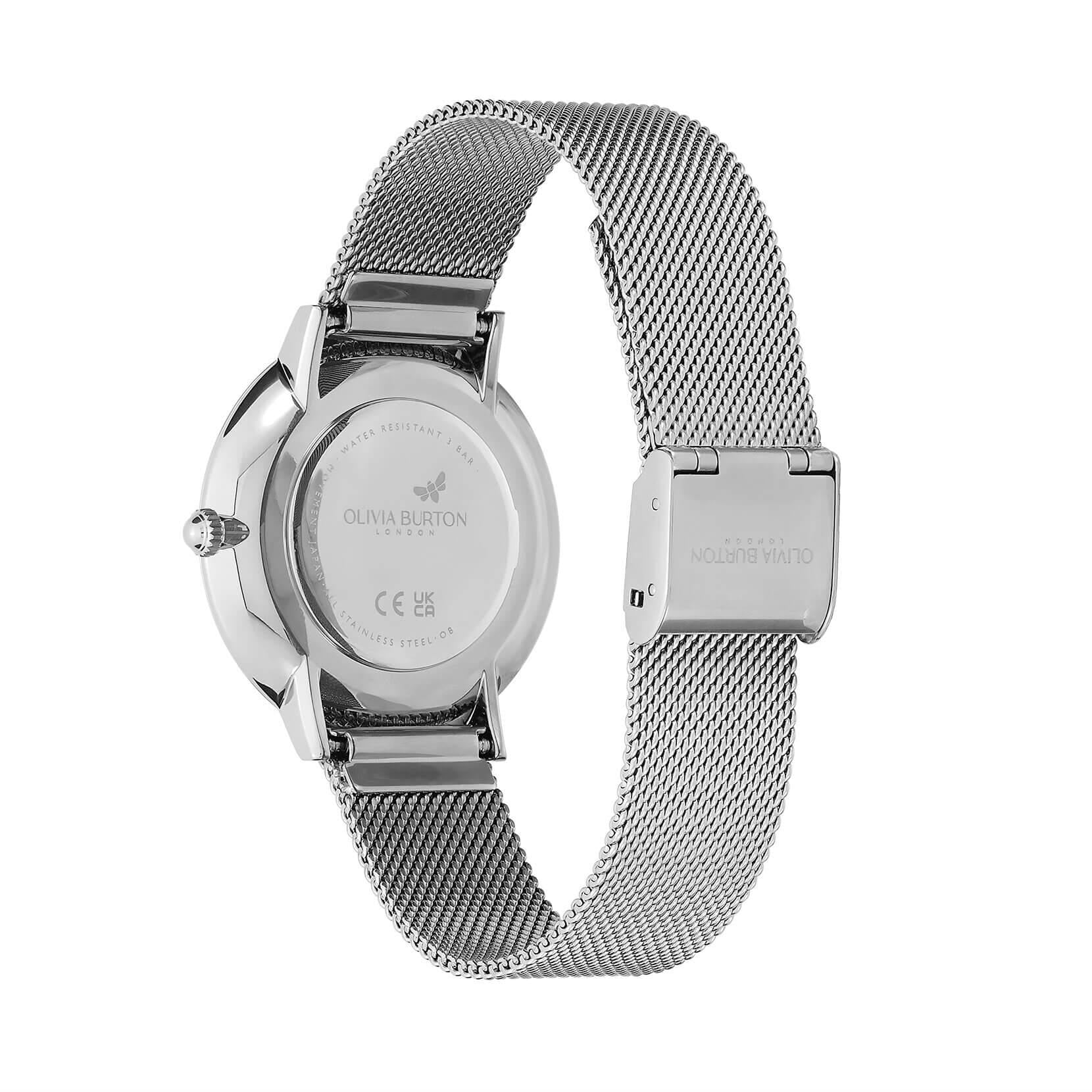 Butterfly Ultra Slim Silver Dial & Mesh Strap Watch