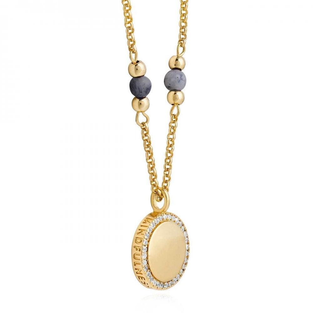 Wellness Gems | Gold | Blue Lace Agate Necklace | 45cm With 5cm Extender