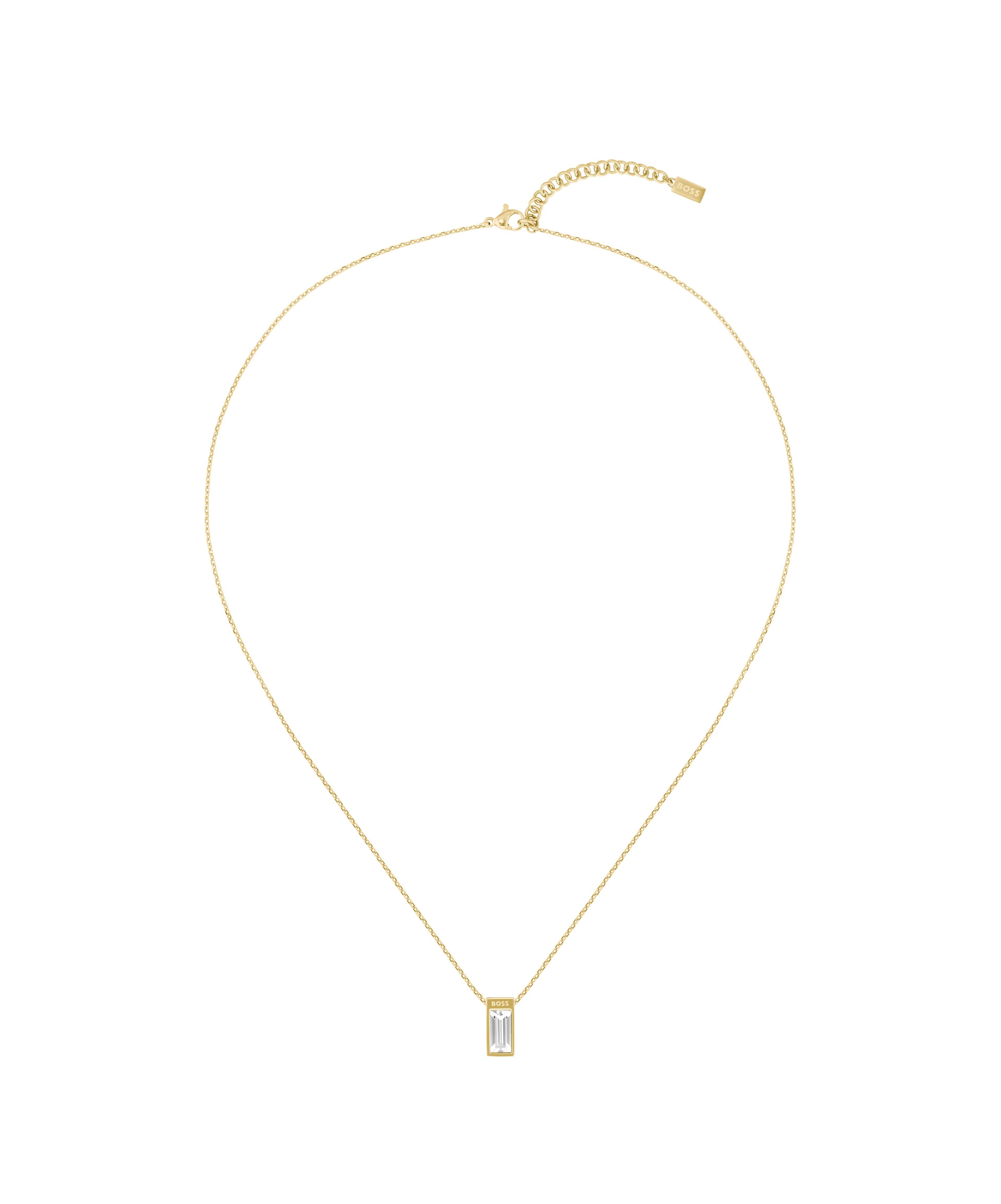 Clia Gold IP Chain With Crystal Pendant Ladies Necklace