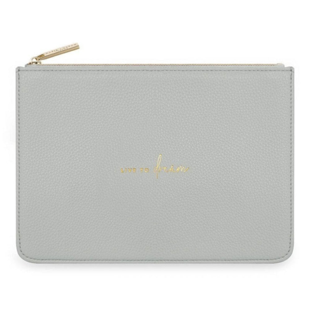Stylish Structured Pouch | Live To Dream | Pale Grey | 16 X 24 X 5 Cm