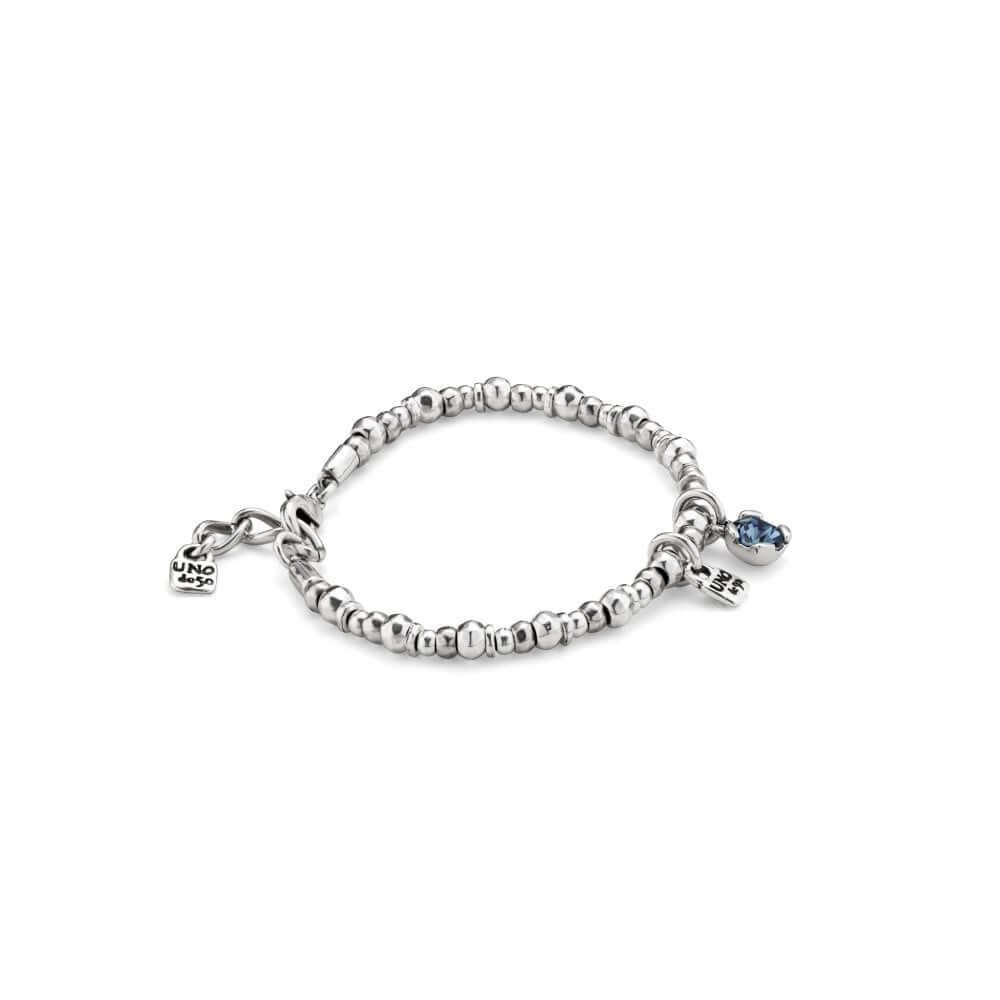 Blue Faceted Crystal & Padlock Attractive Silver Bracelet - Size M