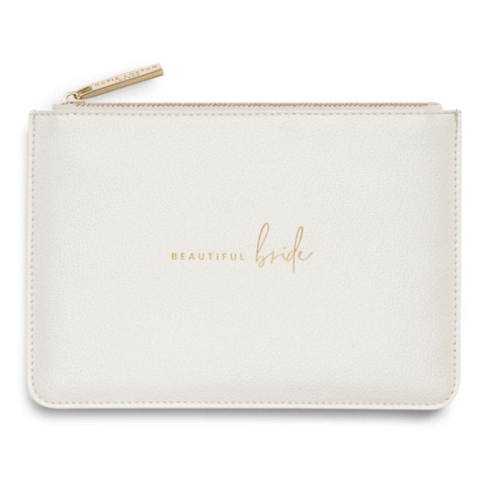 BRIDAL PERFECT POUCH GIFT SET -  BEAUTIFUL BRIDE - Metallic White - 29x21x2.5cm (boxed)