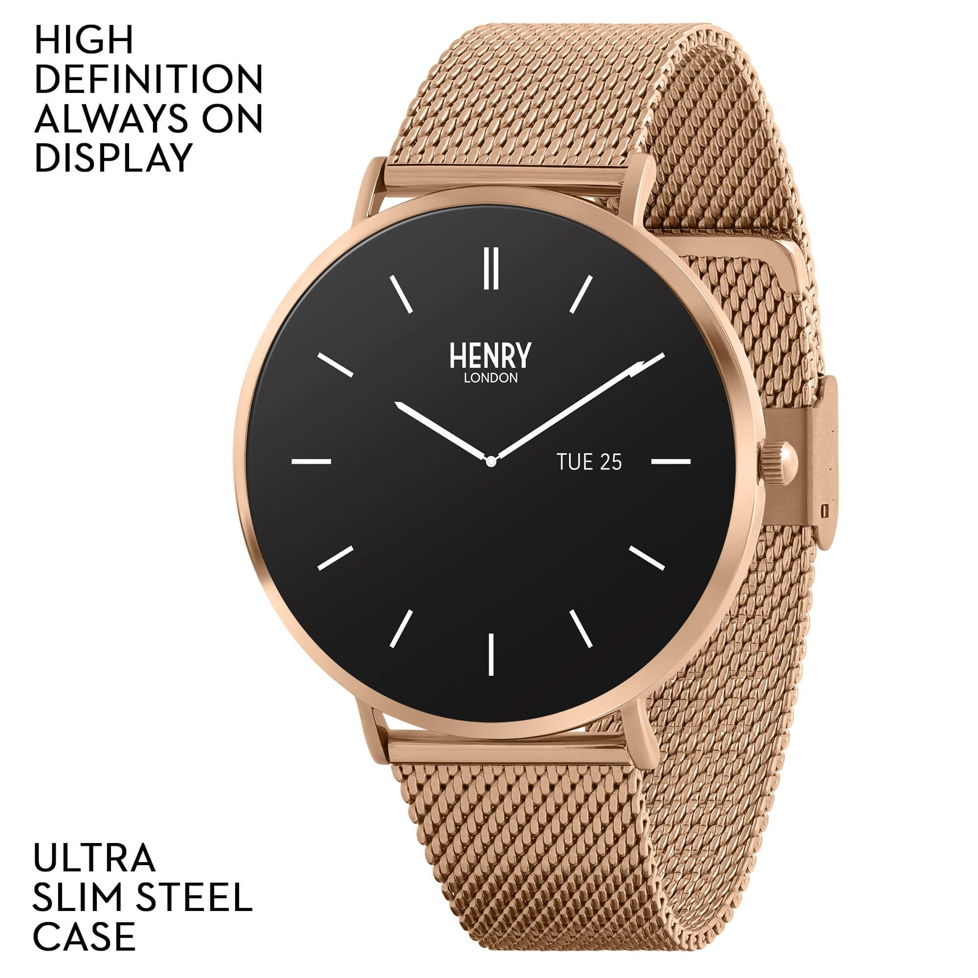 Smart Amoled Rose Gold Mesh Strap Watch