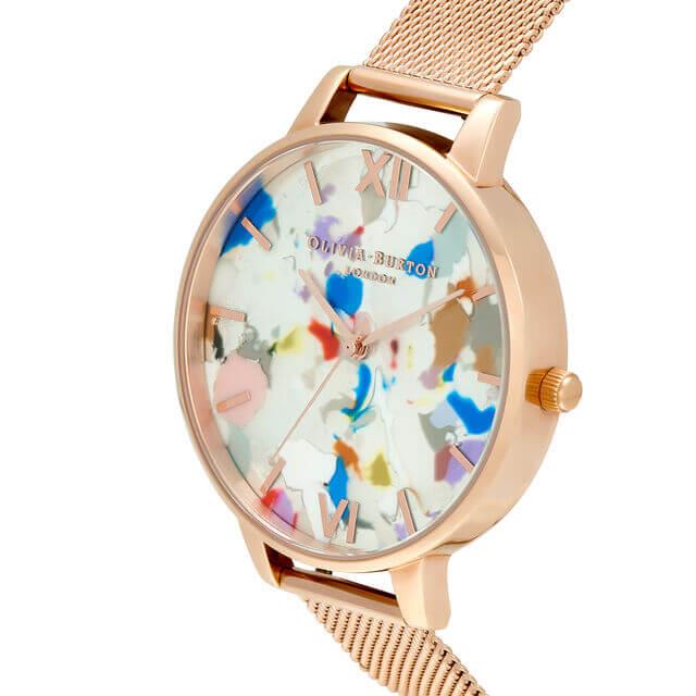 Pop Art Big Dial, Red Eco Vegan & Rose Gold Mesh Watch Strap Gift Set