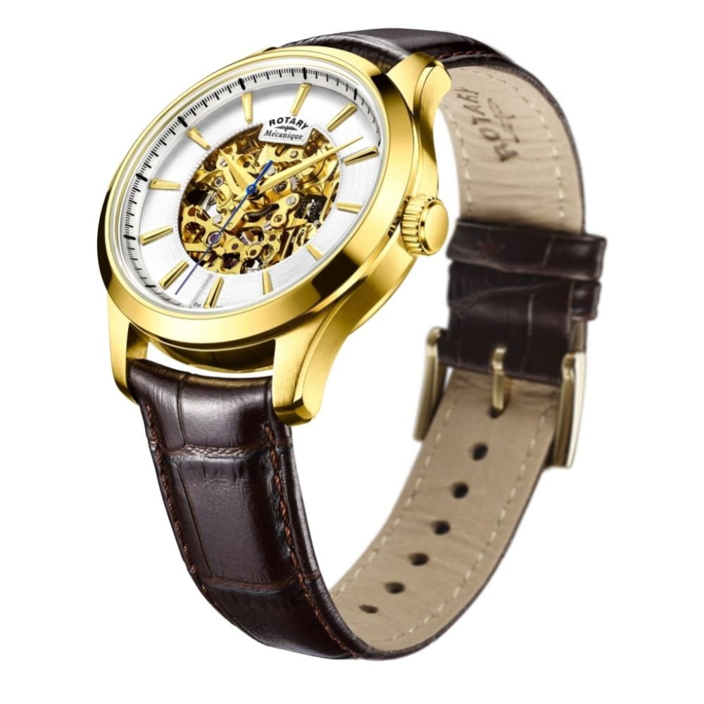 Mens Gold Automatic Skeleton Watch