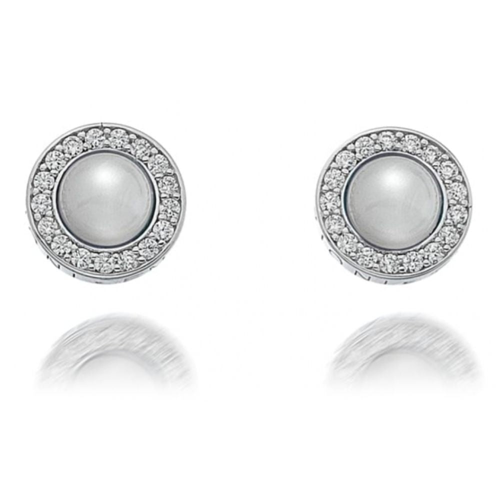 Silver White CZ and MOP studs
