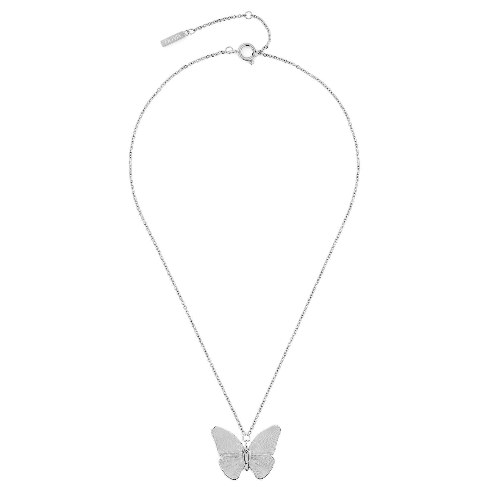 SS Butterfly With Etched Detail Necklace