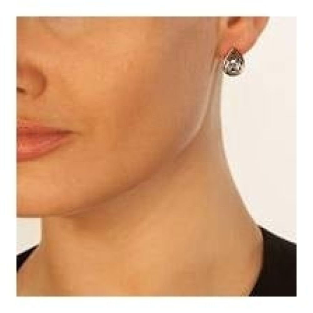 Silver & Rose Gold Faith Small Teardrop Stud Earrings