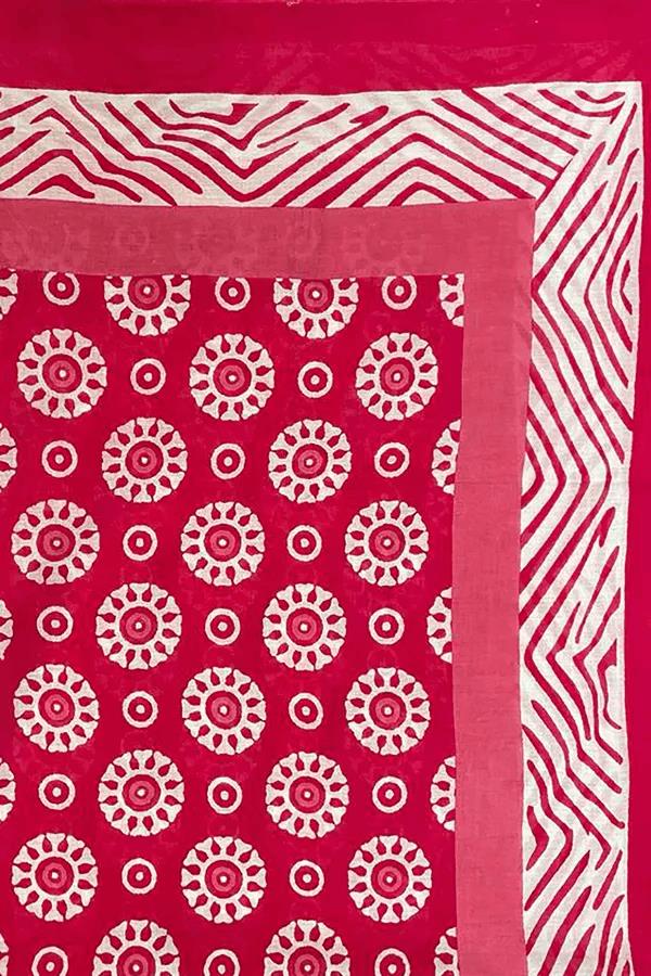 Hand Printed Cotton Sarong Coggs Pink
