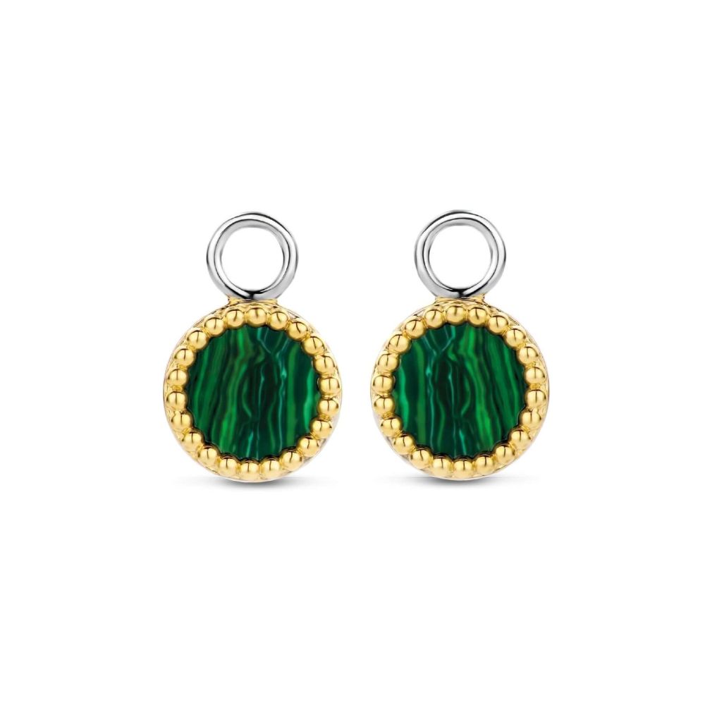 Green Stone Gold Plated Bubble Setting Ear Charm