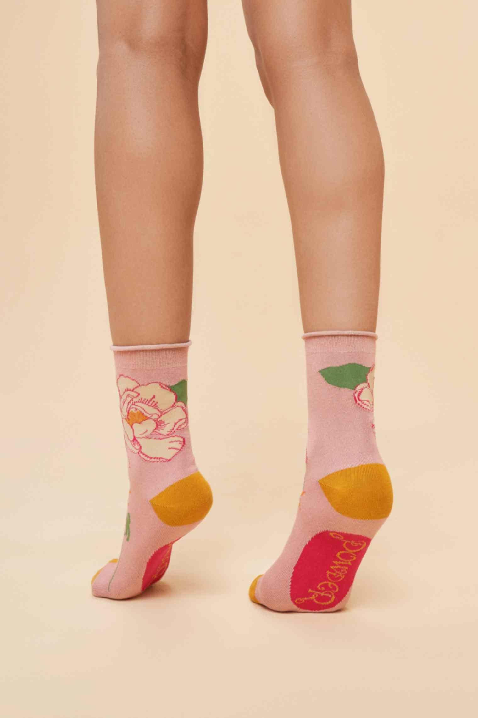 Tropical Flora Ankle Socks - Petal