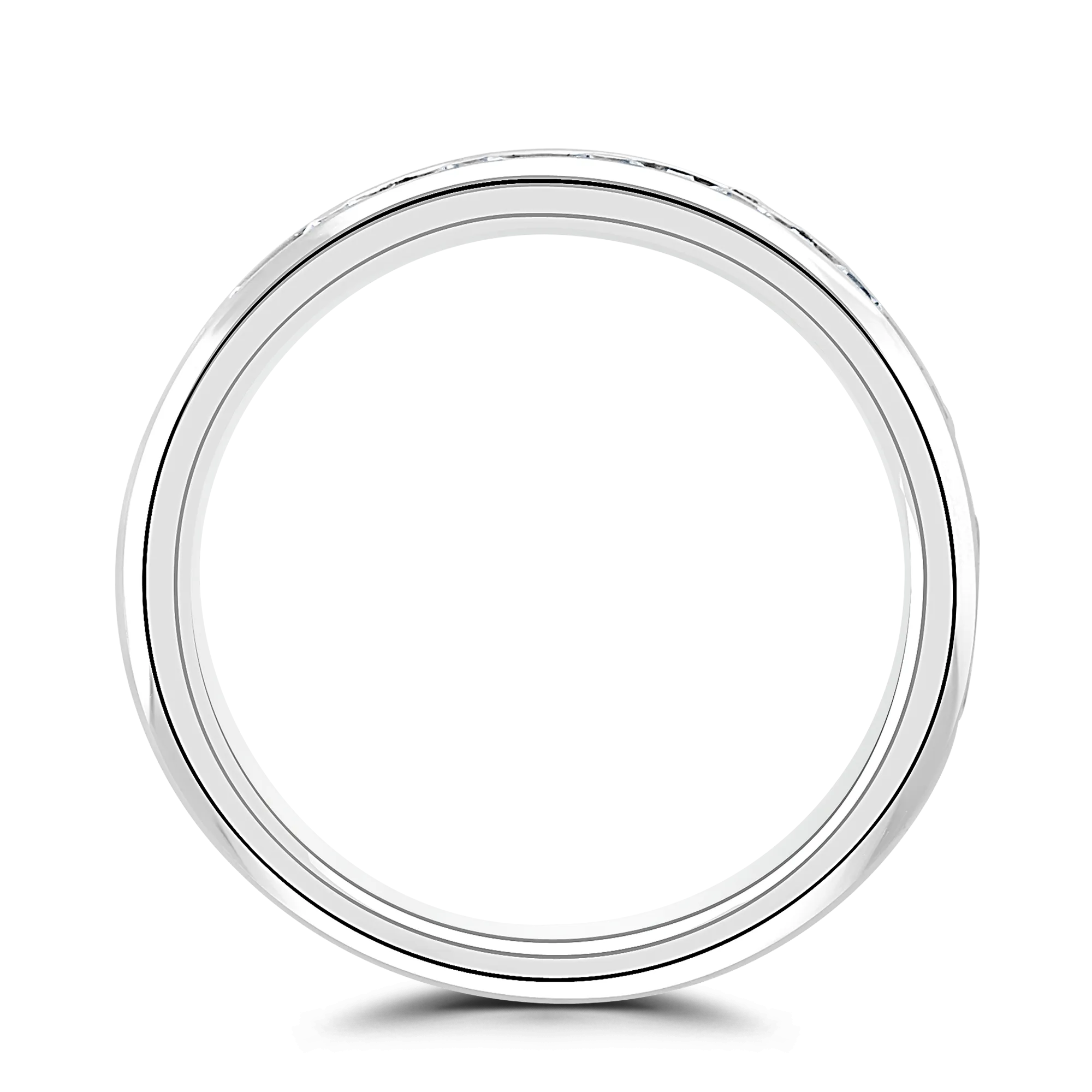 Platinum Channel Set Round Cut & Baguette Cut Half Eternity Band
