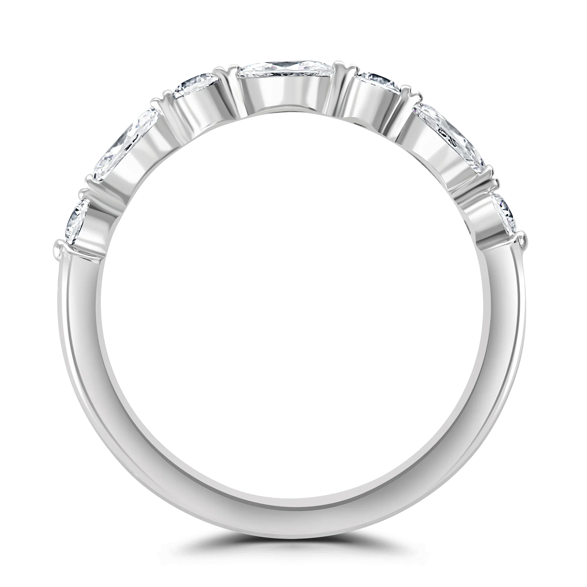 Platinum Round & Marquise Cut Claw Set Half Eternity Ring