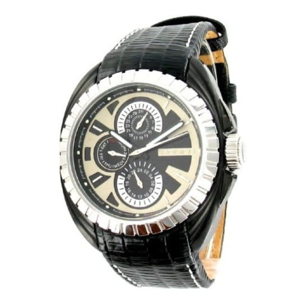 Trooper Gents Black Adjustable Leather Strap Watch