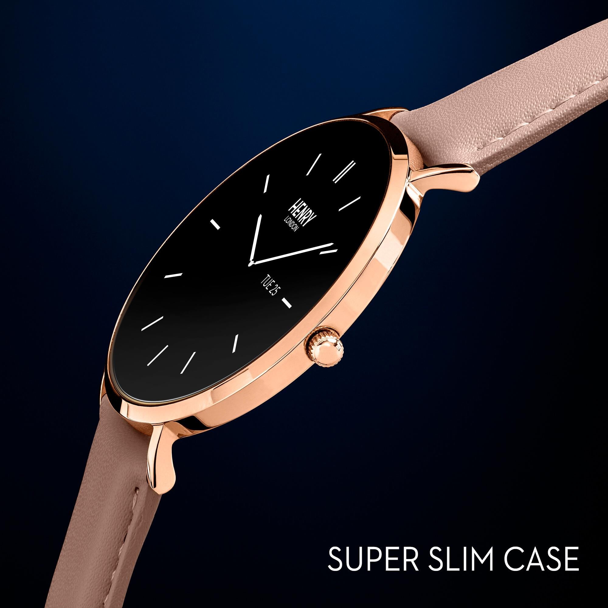 Smart Amoled Nude Leather Strap Watch