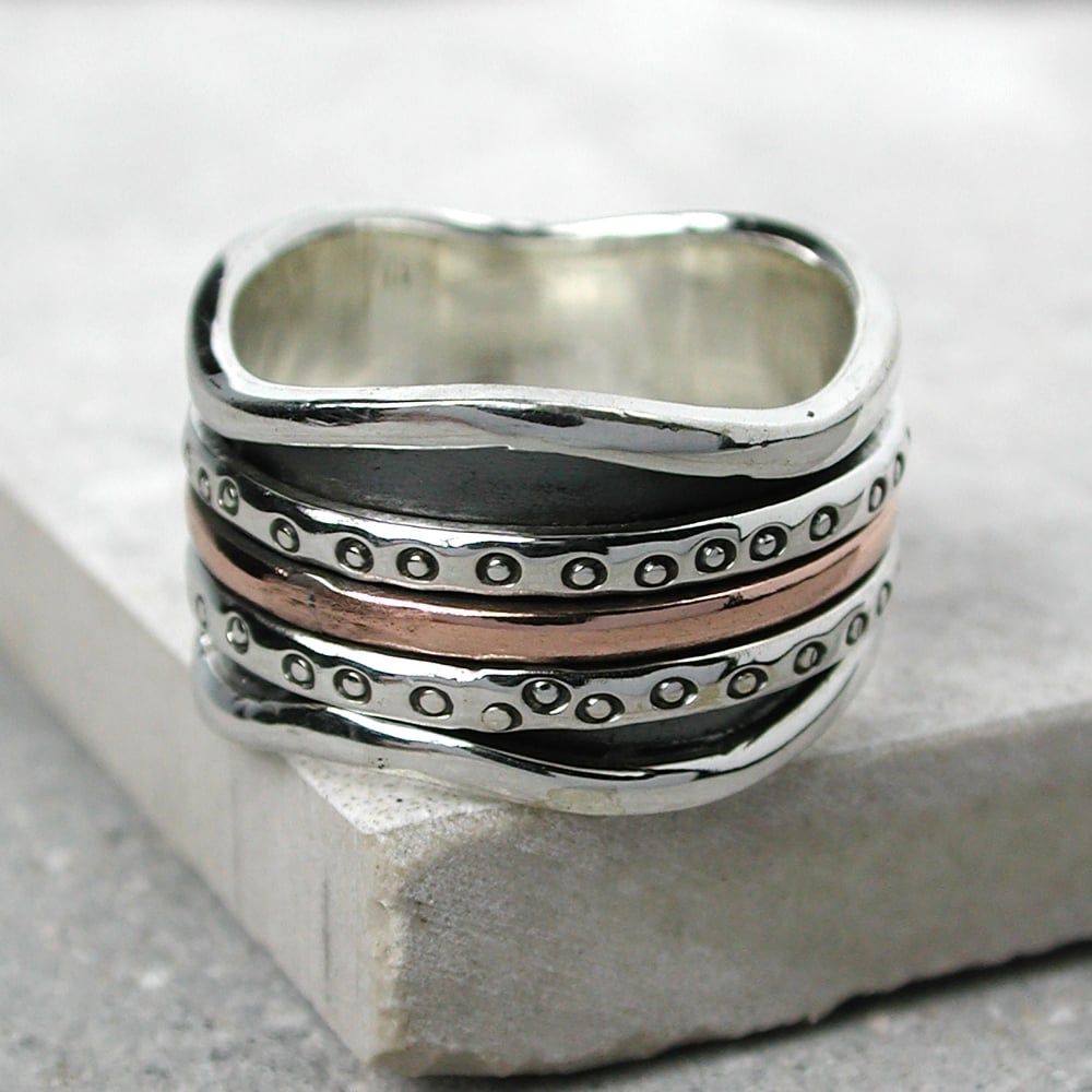 Wavy Spinning Ring/3 Bands