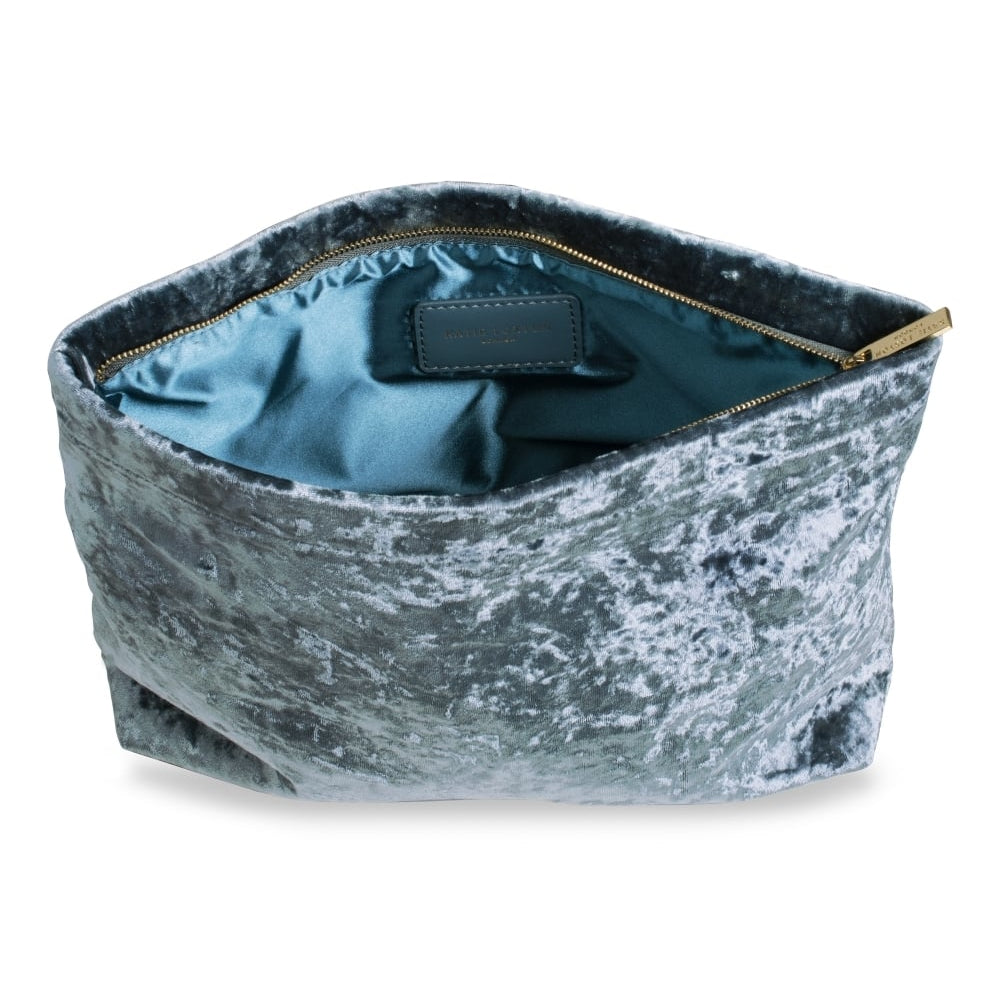 VALENTINA VELVET CLUTCH - crushed blue - 23.5x29x7cm