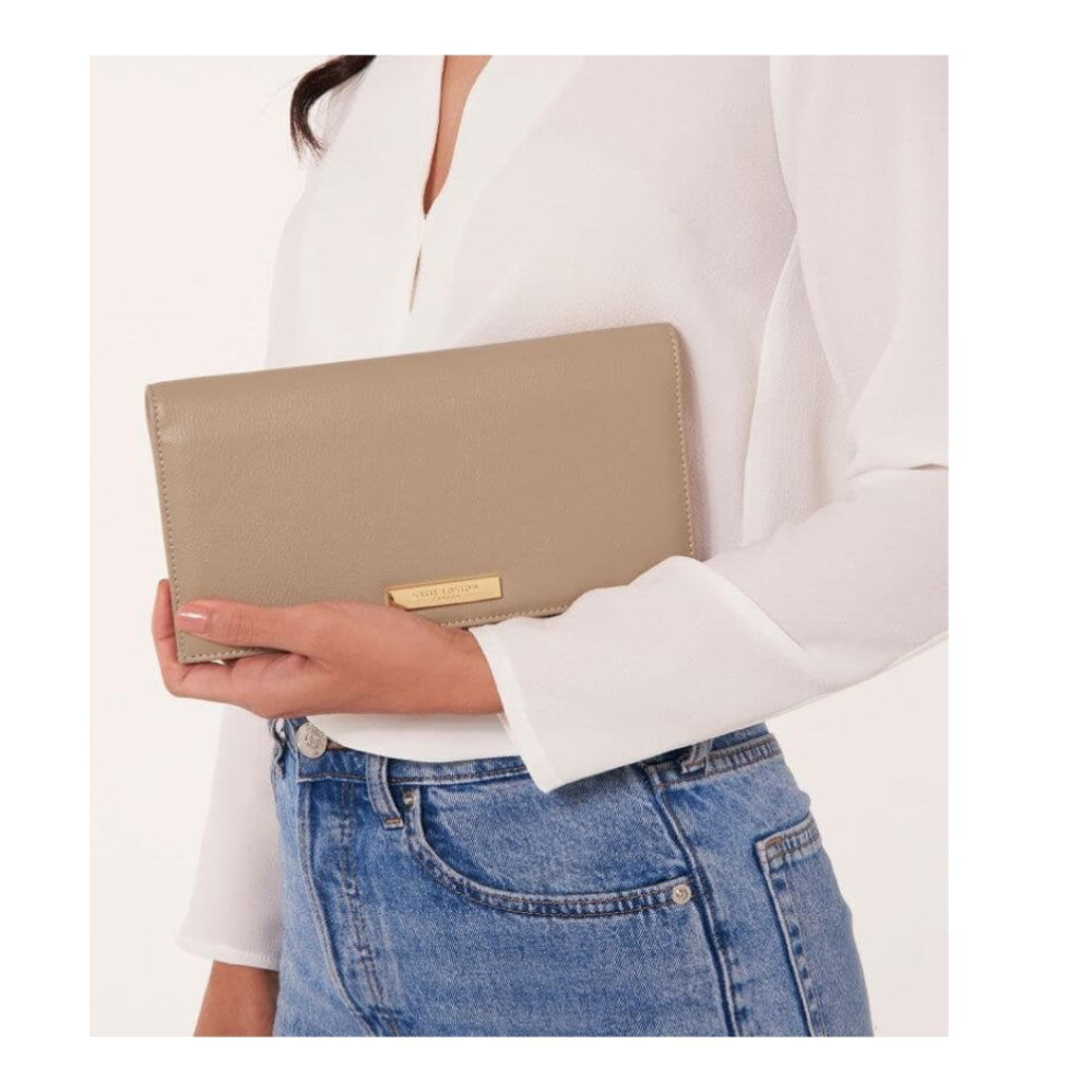 Secret Message Purse | Spend In Style | Taupe | 12 X 23cm
