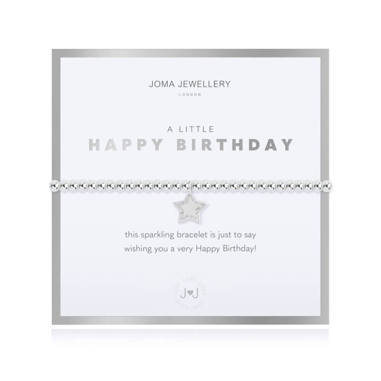 Beautifully Boxed A Littles | Happy Birthday | Silver | Bracelet | 17.5cm Stretch