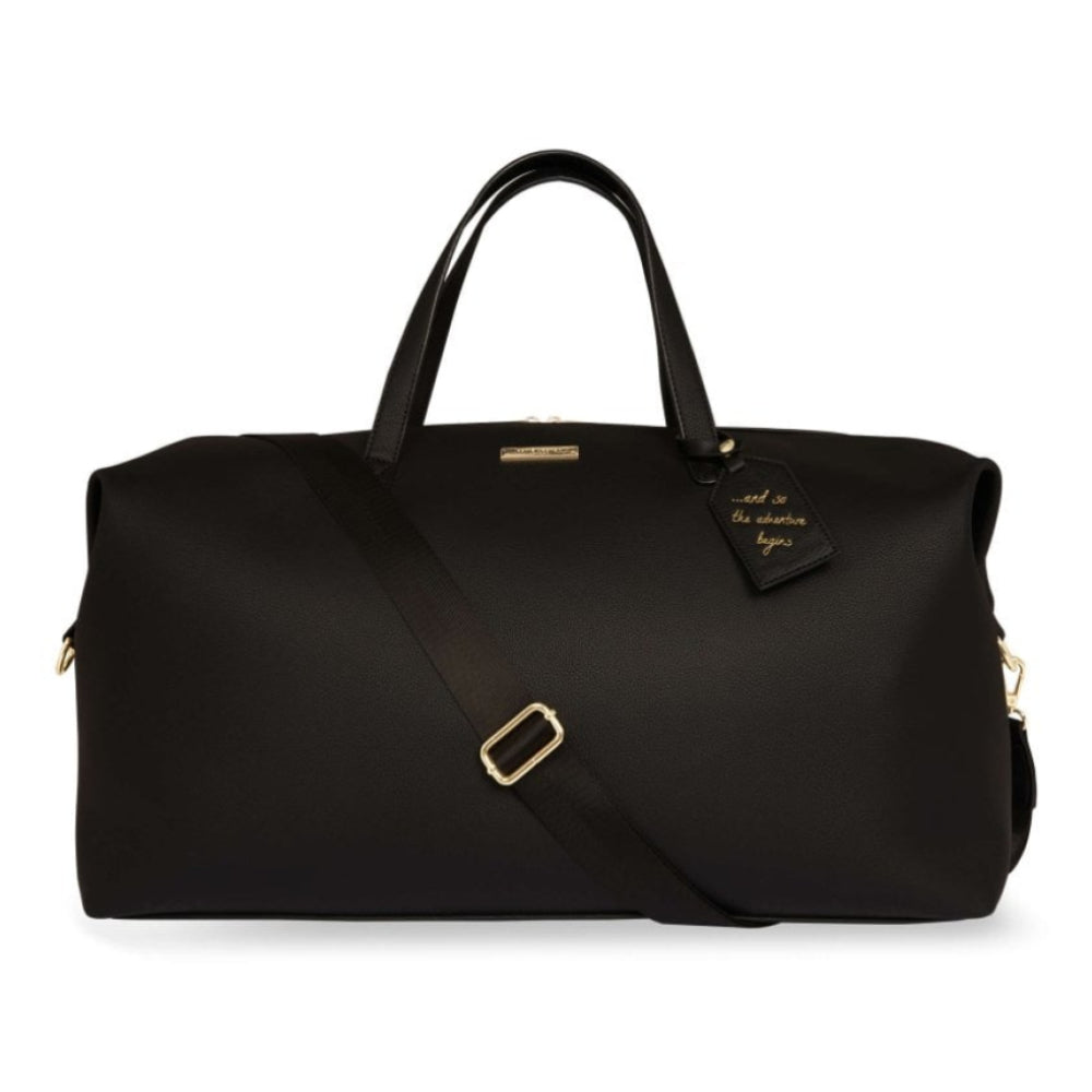 WEEKEND HOLDALL -  AND SO THE ADVENTURE BEGINS -  Black - 32x30x25cm