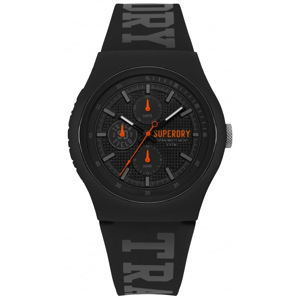 Urban Track & Field Black Multi Dial With Black Silicone Printed Strap