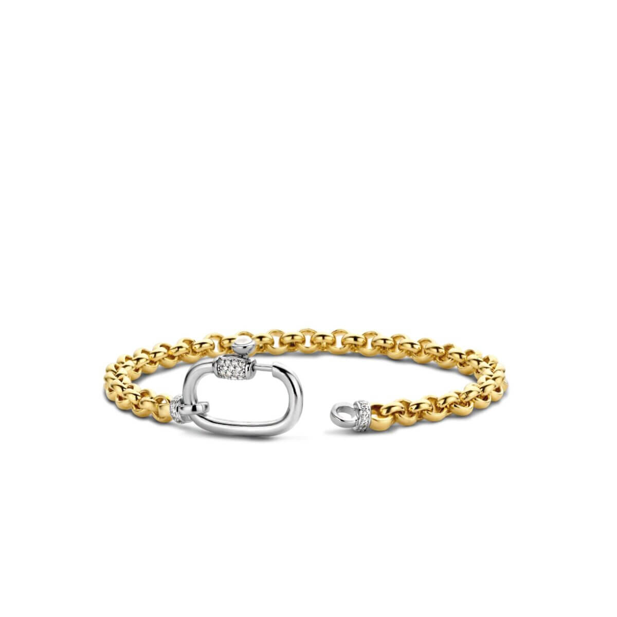 Silver, Gold Plated & CZ Chain Bracelet