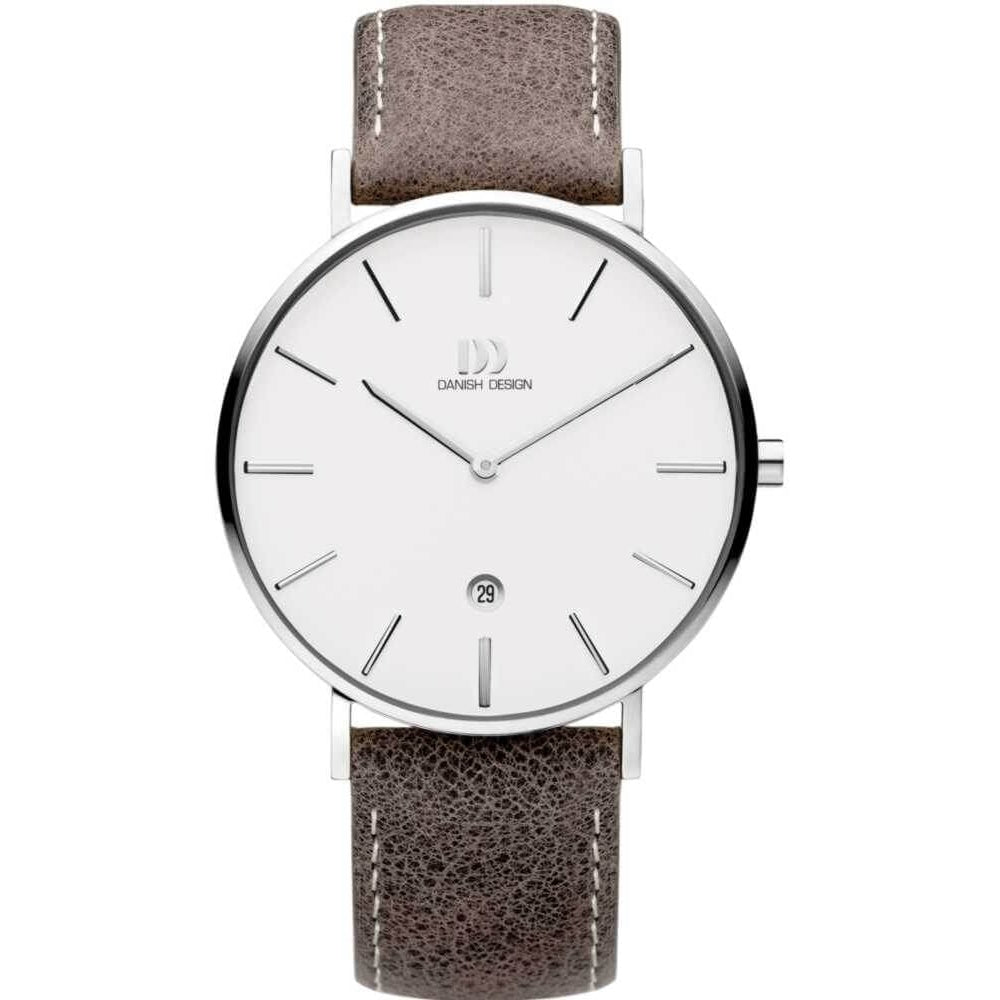 Gents Stainless Steel Brown Leather Watch