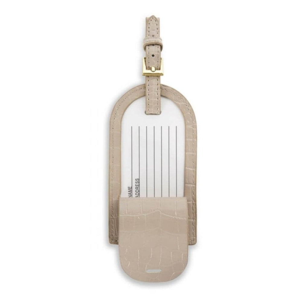 Celine Faux Croc Luggage Tag | Oyster Grey | 11.1 X 6cm